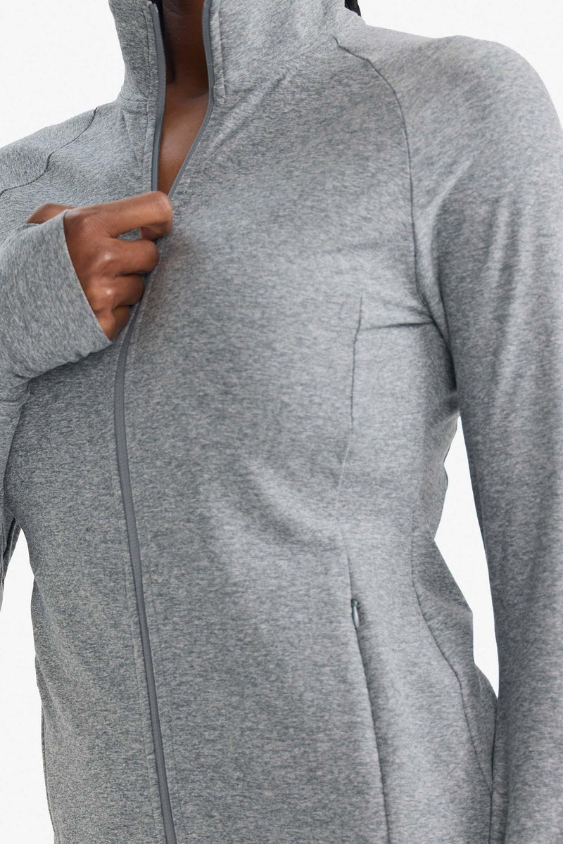 DeFacto Grey Woman Slim Fit High Neck Zip up  Sports Top Sweatshirt Casual - Image 5